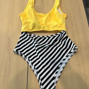Born Primitive Yellow and Striped Swimsuit Size Medium